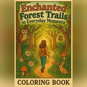 NEW-Enchanted Forest Trails in Everyday Moments Coloring Book For Adults/ Teens.
